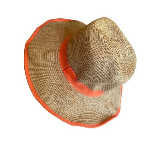 Steve Madden Natural Color Sun Hat Orange Band One Size - Picture 1 of 4